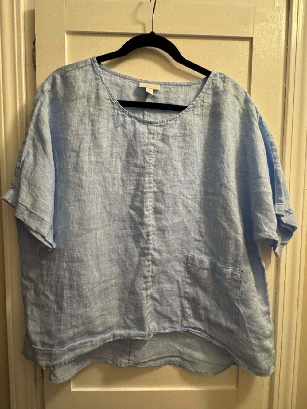 J Jill Light Blue Linen  Top size med